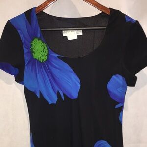 Jessica Howard Black Short Sleeve Dress With Blue Fliers | Size 10